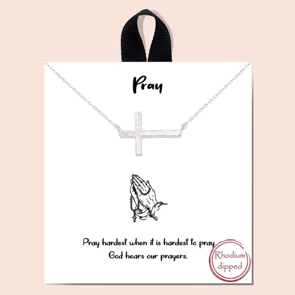 Cross necklace - rhodium dipped